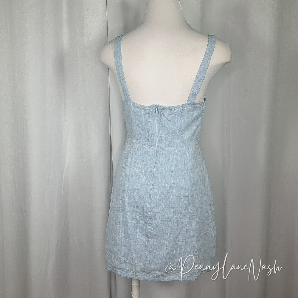 Le Lis Collection Cut Out Buttoned Linen Blend Mini Dress Blue - Picture 8 of 8